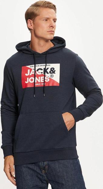 Jack & Jones Jjnolan Pamuklu Baskılı Relaxed Fit Kapüşonlu Sweat Erkek Sweat 12256849