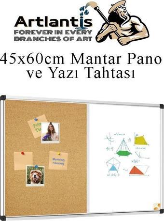 Çift Fonksiyonlu Yazı Tahtası ve Mantar Pano 45x60 cm 1 Adet Alüminyum Çerçeveli Mantar Panolu Yazı Tahtası