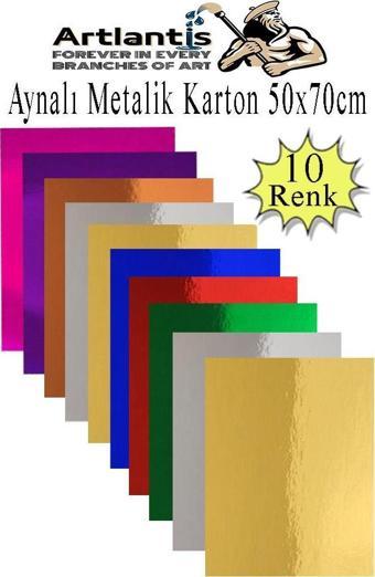 Metalik Aynalı Fon Kartonu 10 Renk 50x70 cm 1 Paket Okul Sınıf Dekoratif Pırıltılı Folyo Kağıt