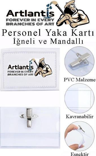 Personel Şeffaf Yaka Kartı İğneli ve Mandallı 1 Adet Pvc Yaka Kartlığı Kimlik Korumalı Büro Ofis Okul