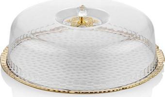 Hammered Whıte Gold Kek Standı 30cm