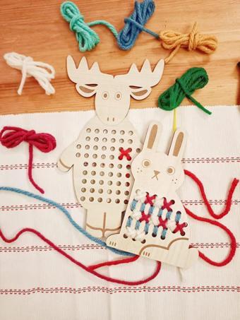 Eğitici geliştirici geyik ve tavşan ikili kanaviçe seti , Montessori eğlenceli oyuncak