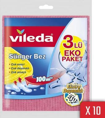 Vileda 10 Paket Doğada Çözünebilir 3 lü Sünger Bez