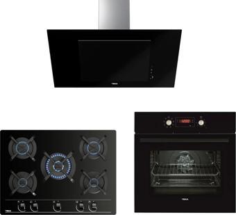 TEKA CHEF 10.1 SİYAH ANKASTRE SET ( GBC 75030 KBC BK ANKASTRE OCAK - HAK 629 BK FIRIN - DVT 98660 BK DAVLUMBAZ )