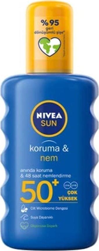 Nivea Sun Spf 50+ Koruma &Nem Güneş Spreyi 200Ml,Suya Dayanıklı Nemlendirici Güneş Kremi