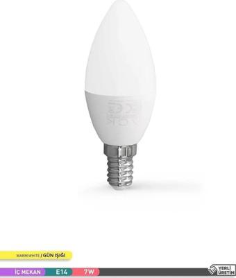 Ack 7 Watt E-14 Ince Duy 3000K Gunışığı Buji Led Ampul