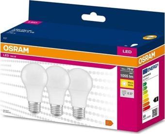 Osram Led Value 10W Sarı Işık E-27 Ampul 1055 Lm 3 Lü Paket