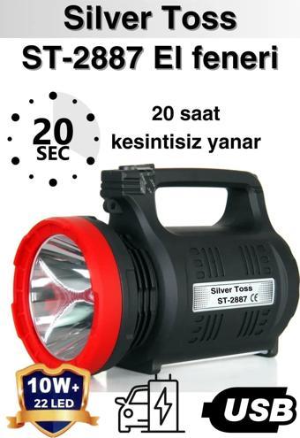 Silver Toss 10W 22Led Av-Balık-Kamp Araç Şarjlı El Feneri St-2887