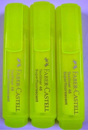 Faber-Castell Fosforlu Kalem-3 Adet Şeffaf Gövde Foforlu Kalem.