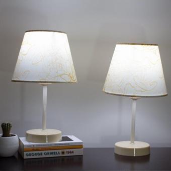 Vivido Abajur Saroz Krem Ayaklı Modern Abajur 2'Li Set