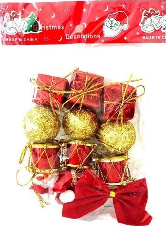 Lüks Yılbaşı Çam Ağacı Süsü Karışık Merry Christmas 12'li Paket