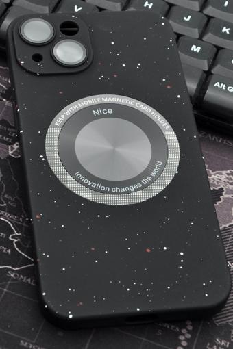 iPhone 13 Uyumlu Siyah Benekli Desenli İnce Sert Kapak Kılıf Kamera Lens Korumalı
