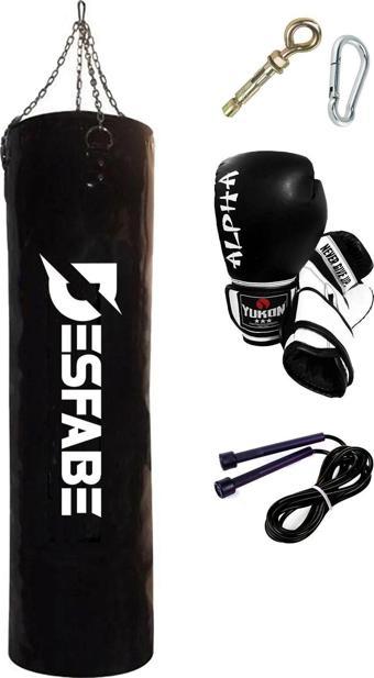 Desfabe Boxing Star 120X32 Cm Zincirli Boks Kum Torbası Siyah Askı Aparatı Boks Eldiveni Atlama Ipi