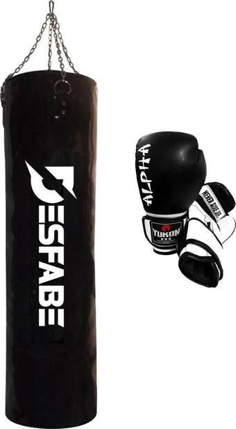 Desfabe Boxing Star 120X32 Cm Zincirli Boks Kum Torbası Siyah Boks Eldiveni