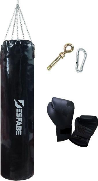 Desfabe Boxing Star 180X38 Cm Zincirli Boks Kum Torbası Siyah Askı Aparatı Boks Eldiveni