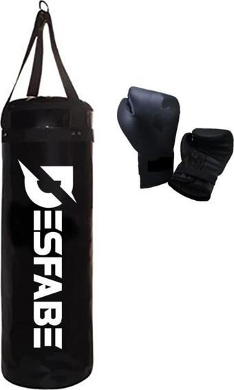 Desfabe Boxing Star 70X25 Cm Kayışlı Boks Kum Torbası Siyah Boks Eldiveni