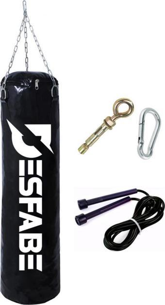 Desfabe Boxing Star 70X25 Cm Zincirli Boks Kum Torbası Siyah Askı Aparatı Atlama Ipi