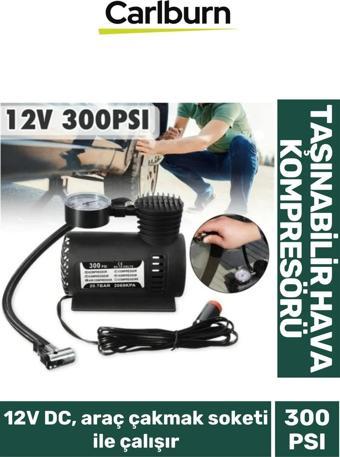 10 Litre Hava Hacimli Araç Çakmak Soketi İle Çalışan Lastik 12V 300 PSI Taşınabilir Hava Kompresörü