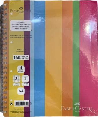 Faber-Castell Konulu Seperatörlü Defter 3 Kareli 1 Çizgili Sert Kapak 160 Yaprak