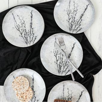 Keraart Black Little Flower Pasta Tabağı 20 Cm 6 Adet 20974