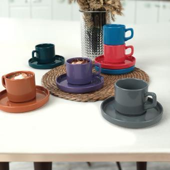 Mixed Stackable Çay Fincan Takımı 12 Parça 6 Kişilik - 406/620