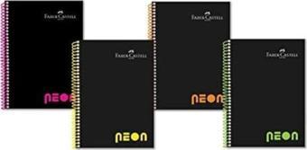 Faber-Castell Defter Neon A4 100 Yaprak Kareli Plastik Papak Sriralli