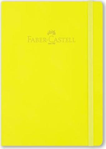 Faber-Castell A6 80 Yaprak Çizgisiz Suni Deri Kapak Lastikli Fosforlu Sarı Defter