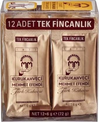 Kurukahveci Mehmet Efendi Tek Fincanlık Türk Kahvesi Şeffaf Paket 12 x 6 G