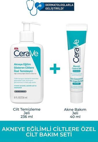 Cerave Yağlı ve Akneye Eğilim Gösteren Ciltlere Özel Temizleyici Jel 236 ML + Bakım Jeli 40 ML