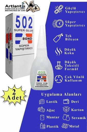 502 Japon Yapıştırıcı 2 Adet 20 gr Hızlı Yapıştırıcı Evobond 502 Süper Yapıştırrıcı Orjinal Seramik Plastik Metal