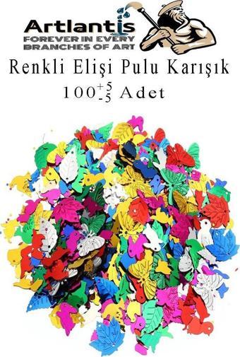 Elişi Pulu Karışık Şekilli 100 lü 1 Paket Renkli Şekilli Pul Yanardöner Payet Pırıltılı Süs Okul Öncesi Kreş Ana Sınıfı