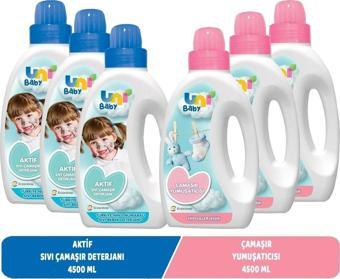 UNİ BABY ÇAMAŞIR YUMUŞATICISI 1500ML 3 ADET AKTİF SIVI DETERJAN 3 ADET TOPLAM 6 ADET  