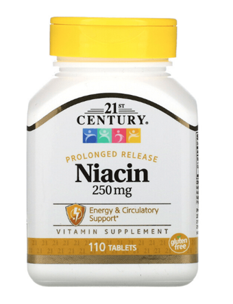 Niacin 21st Century, Prolonged Release Niacin 250mg 110 Tablet.12