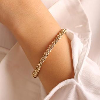 İtaly 14K Dorika Sarı Altın Bileklik 7 mm
