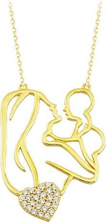Anne Bebek Altın Kolye Kalp'li 14K Gold