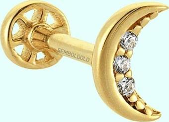 Altın Ay Tragus Piercing 14 Ayar