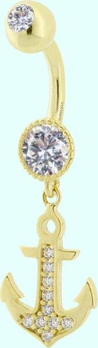 Altın Göbek Piercing 14 Ayar Sallantılı Çapa