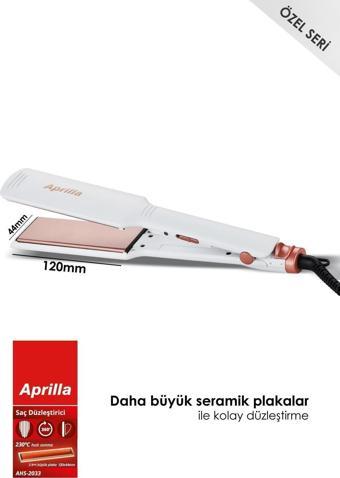 Aprilla Ahs-2033 Beyaz Geniş Seramik Kaplamalı Güçlü Saç Düzleştirici (40Mm*120Mm)