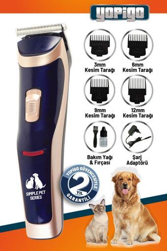 Yopigo Yp-Pet650 Simple Pet Series Şarjlı Kedi Köpek Tıraş Makinesi Pet Evcil Hayvan Tüy Kesme Traş Seti