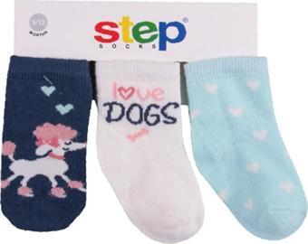 Step Love Dog 3'lü Soket Bebek Çorabı 10080