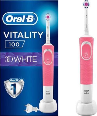 Oral-B Vitality 100 3D White Pembe Şarj Edilebilir Diş Fırçası