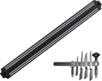 Mutfak Duvarına Monte Mıknatıslı Geniş Bıçak Tutucu Stand - 55 cm - Siyah - Paslanmaz Çelik