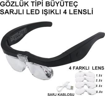 Smyrna Şarjlı Gözlük Büyüteç 4 Farklı Lens 11537Dc