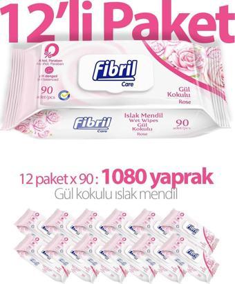 Fibril Gül Islak Mendil 12X90 Lı Paket 1080 Yaprak