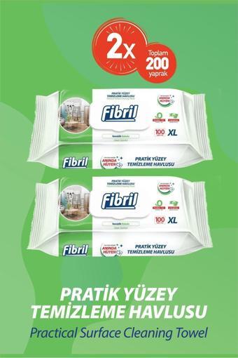 Fibril Pratik Yüzey Temizlik Havlusu Temizlik Çam Kokulu 2 X 100 (Toplam 200 Yaprak)