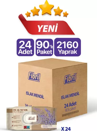 Fibril Yeni Lavanta Kokulu Islak Mendil 24X90 Pk 2160 Yprk Doğal Esans , Geri Dönüştürülebilir Kumaş