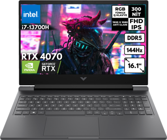 HP Victus 16-R0071NT i7-13700H 64 GB 512 GBSSD 8 GB RTX4070 144Hz 16.1" FHD Freedos 8V898EA BT12