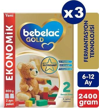 Bebelac Gold 2 Devam Sütü 800 gr x 3 Adet