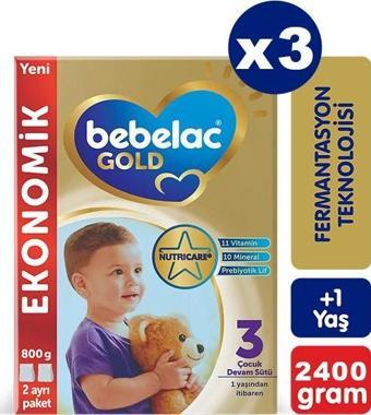 Bebelac Gold 3 Devam Sütü 800 gr x 3 Adet
