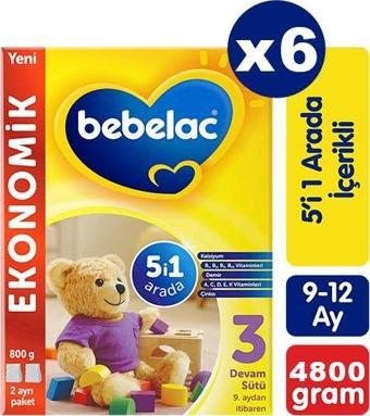 Bebelac 3 Devam Sütü 800 gr x 6 Adet